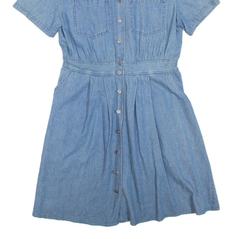 EDITIONS Womens Shirt Dress Blue Denim Short Sleeve Short M