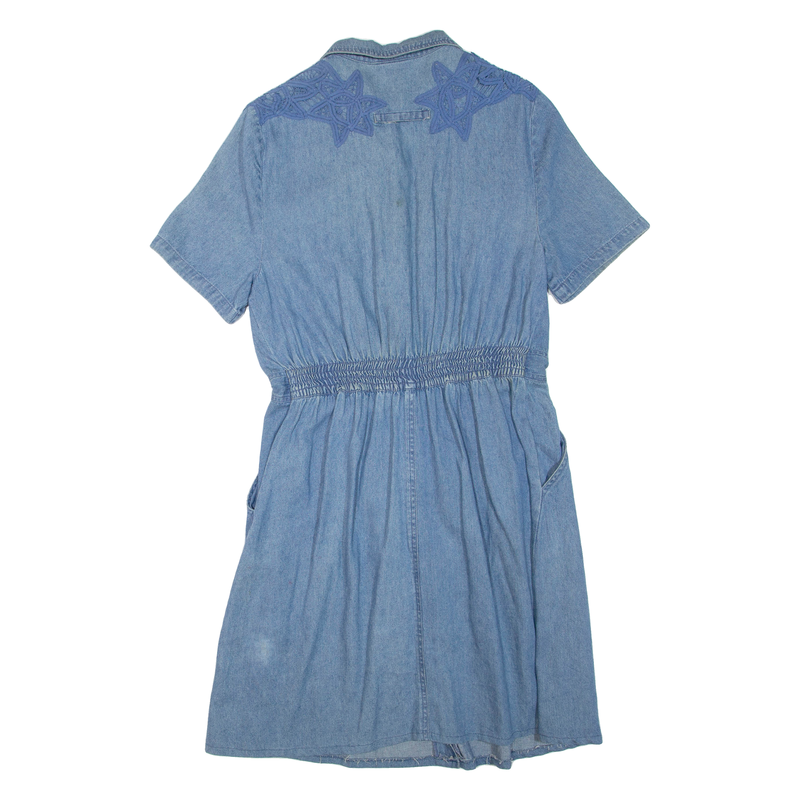 EDITIONS Womens Shirt Dress Blue Denim Short Sleeve Short M