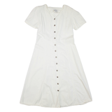 JIM ELLIOT Womens Day Dress White Short Sleeve Midi L