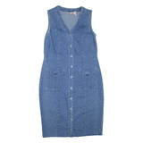 FADED GLORY Womens Day Dress Blue Denim Sleeveless Knee Length L