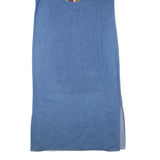 Womens Shift Dress Blue Denim Sleeveless Midi L