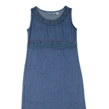 JANE ASHLEY Womens Shift Dress Blue Denim Sleeveless Midi S