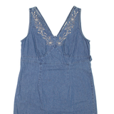 FADED GLORY Womens Day Dress Blue Denim Floral Sleeveless Short L