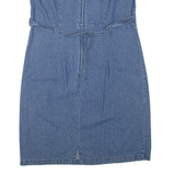 FADED GLORY Womens Day Dress Blue Denim Floral Sleeveless Short L