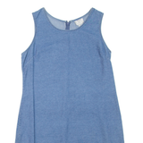 VISION APPAREL Womens Shift Dress Blue Denim Sleeveless Short L