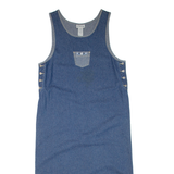 BASIC EDITIONS Womens Shift Dress Blue Denim Floral Sleeveless Long M