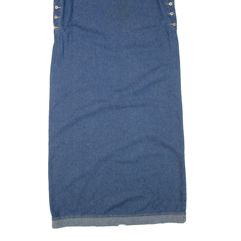 BASIC EDITIONS Womens Shift Dress Blue Denim Floral Sleeveless Long M