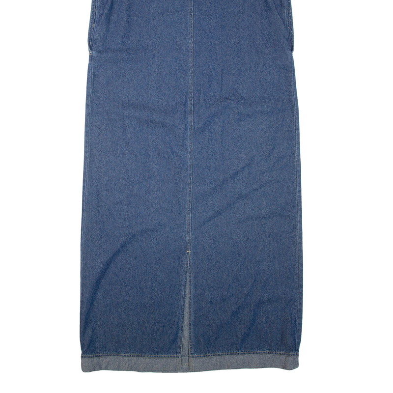 BASIC EDITIONS Womens Shift Dress Blue Denim Floral Sleeveless Long M