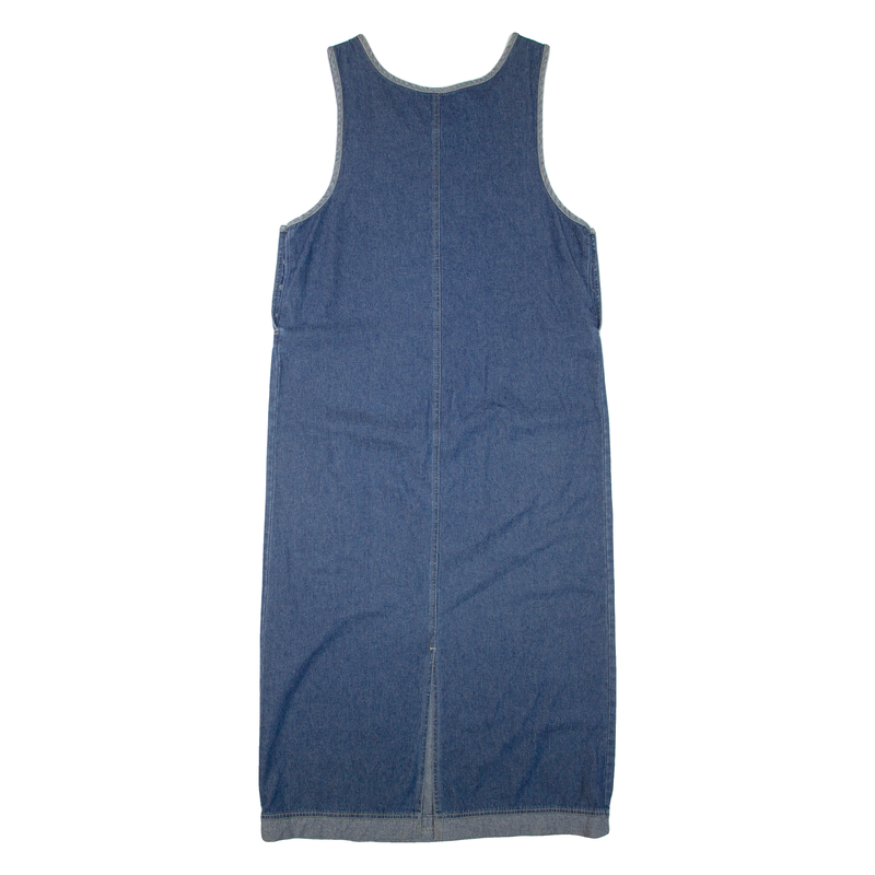 BASIC EDITIONS Womens Shift Dress Blue Denim Floral Sleeveless Long M