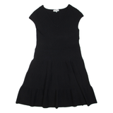 HOBBS LONDON Womens Day Dress Black Viscose Sleeveless Knee Length UK 16