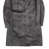 DISNEY DONALDSON Womens Trench Coat Black Leather 90s S