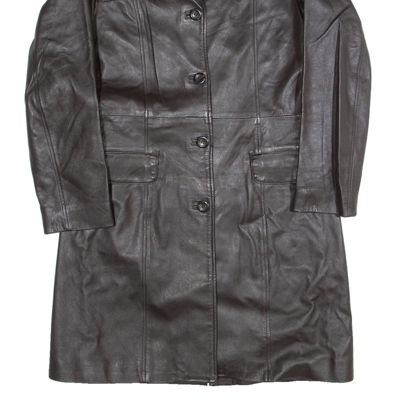 DISNEY DONALDSON Womens Trench Coat Black Leather 90s S