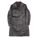 DISNEY DONALDSON Womens Trench Coat Black Leather 90s S