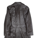 DISNEY DONALDSON Womens Trench Coat Black Leather 90s S