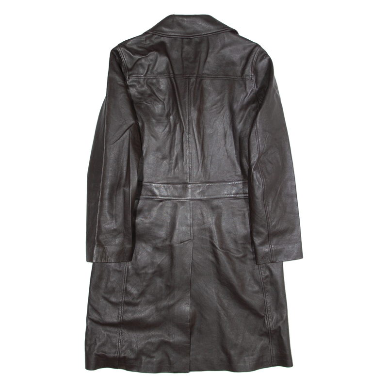 DISNEY DONALDSON Womens Trench Coat Black Leather 90s S