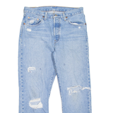LEVI'S 501 Jeans Distressed Womens Blue Regular Straight W28 L26