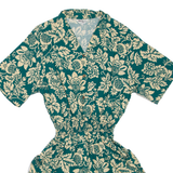 TORI RICHARD Womens Playsuit Green Floral Wide-Leg Viscose L