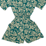 TORI RICHARD Womens Playsuit Green Floral Wide-Leg Viscose L