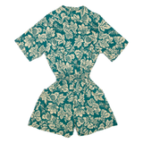 TORI RICHARD Womens Playsuit Green Floral Wide-Leg Viscose L
