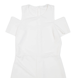 ZARA Womens Playsuit White Wide-Leg Viscose S