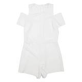 ZARA Womens Playsuit White Wide-Leg Viscose S