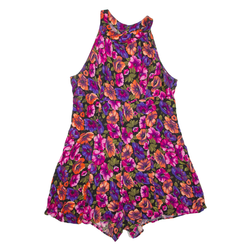 BASIC EDITIONS Womens Playsuit Pink Floral Wide-Leg Viscose L