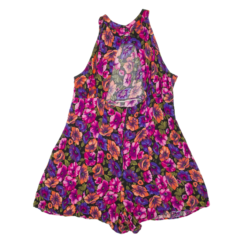 BASIC EDITIONS Womens Playsuit Pink Floral Wide-Leg Viscose L