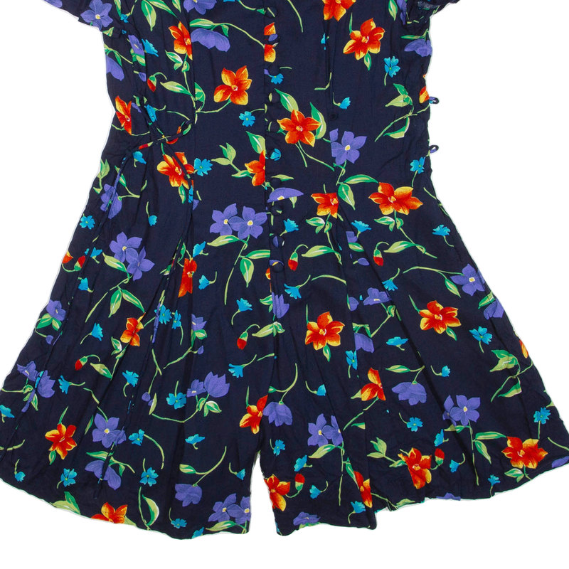 BASIC EDITIONS Womens Playsuit Black Floral Wide-Leg Viscose M