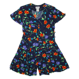 BASIC EDITIONS Womens Playsuit Black Floral Wide-Leg Viscose M