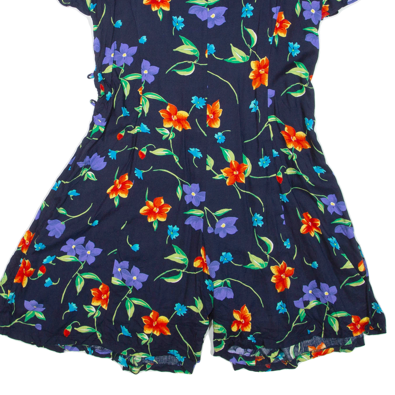 BASIC EDITIONS Womens Playsuit Black Floral Wide-Leg Viscose M