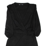 ZARA Belted Womens Playsuit Black Wide-Leg S