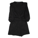 ZARA Belted Womens Playsuit Black Wide-Leg S