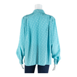 SPENGLER MODE Womens Printed Shirt Blue Collared 90s Polka Dot L