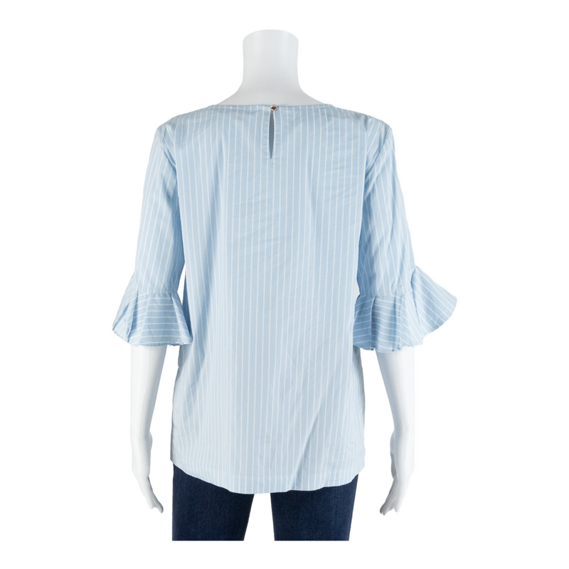 CALVIN KLEIN Womens Printed Blouse Blue 3/4 Sleeve Striped M