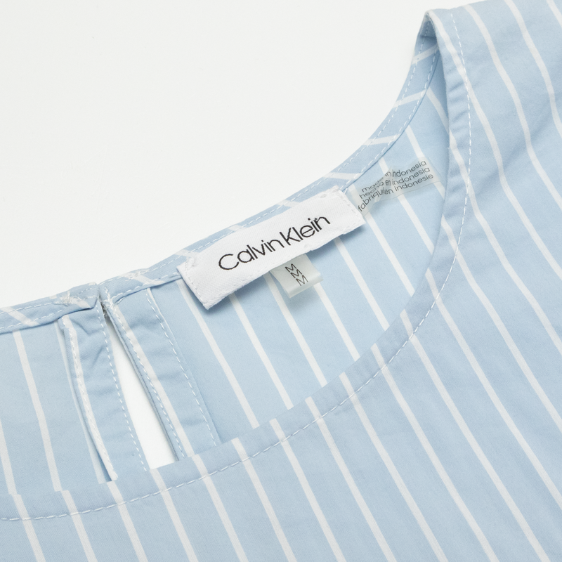 CALVIN KLEIN Womens Printed Blouse Blue 3/4 Sleeve Striped M