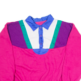 Colourblock Womens Sweatshirt Pink Collared 90s M