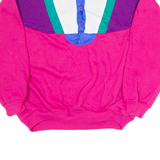 Colourblock Womens Sweatshirt Pink Collared 90s M