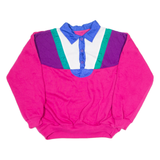 Colourblock Womens Sweatshirt Pink Collared 90s M