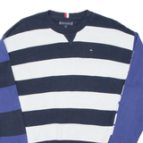 TOMMY HILFIGER Mens Patterned Jumper Blue Striped Tight Knit S