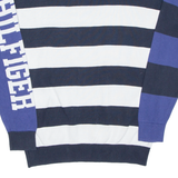 TOMMY HILFIGER Mens Patterned Jumper Blue Striped Tight Knit S