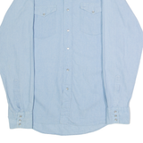 LEE Western Mens Plain Shirt Blue 90s Long Sleeve M