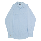 LEE Western Mens Plain Shirt Blue 90s Long Sleeve M