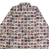 TOMMY JEANS USA Flag Mens Shirt Cream 90s Crazy Pattern Long Sleeve L