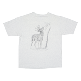 COTTON DELUXE Stag Mens T-Shirt Grey Button Neck L