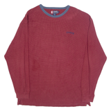 CHAPS RALPH LAUREN Waffle Knit Mens T-Shirt Maroon Long Sleeve 90s XL