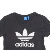 ADIDAS Cropped Womens T-Shirt Black UK 8