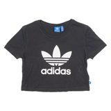 ADIDAS Cropped Womens T-Shirt Black UK 8
