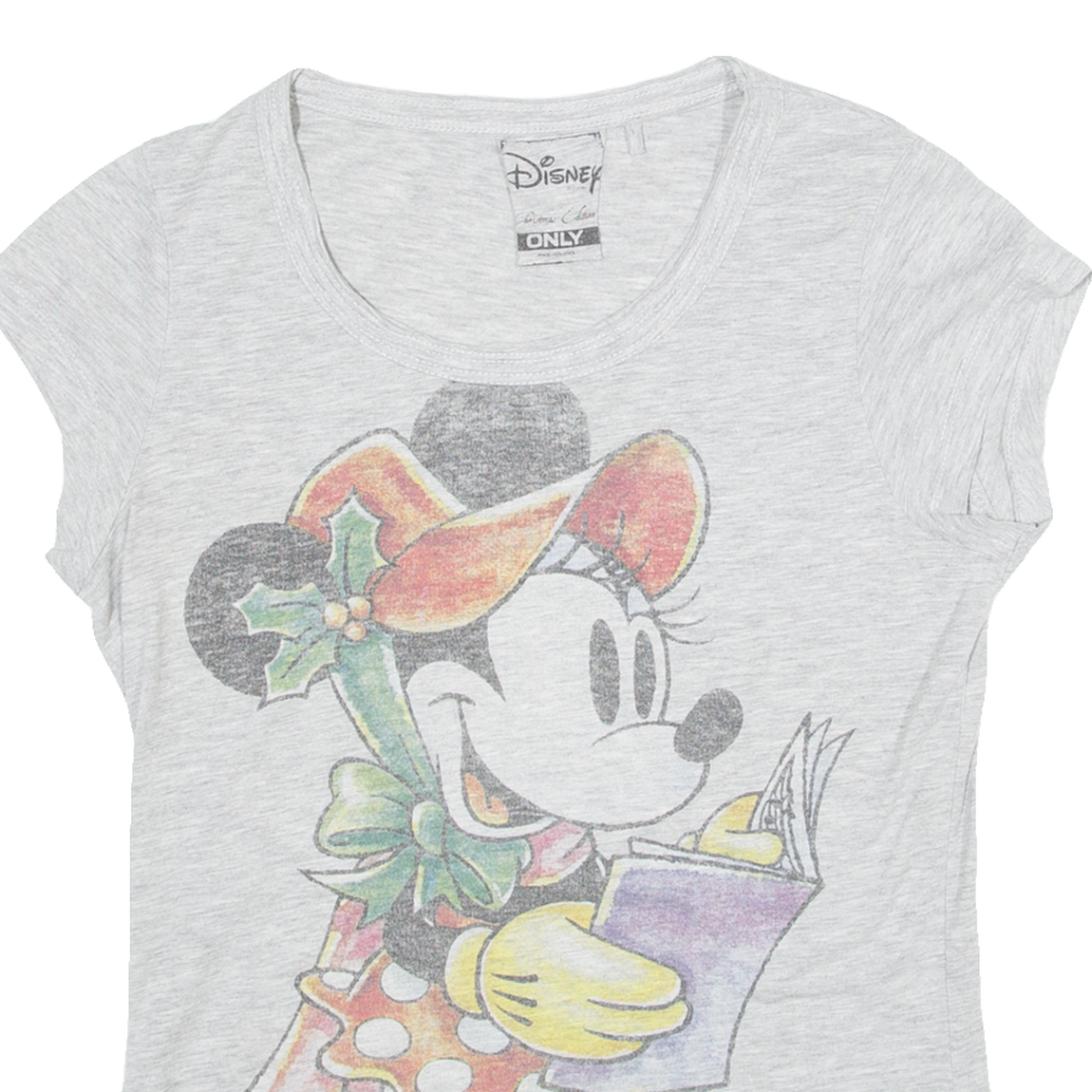 DISNEY Minnie Mouse Womens T-Shirt Grey S
