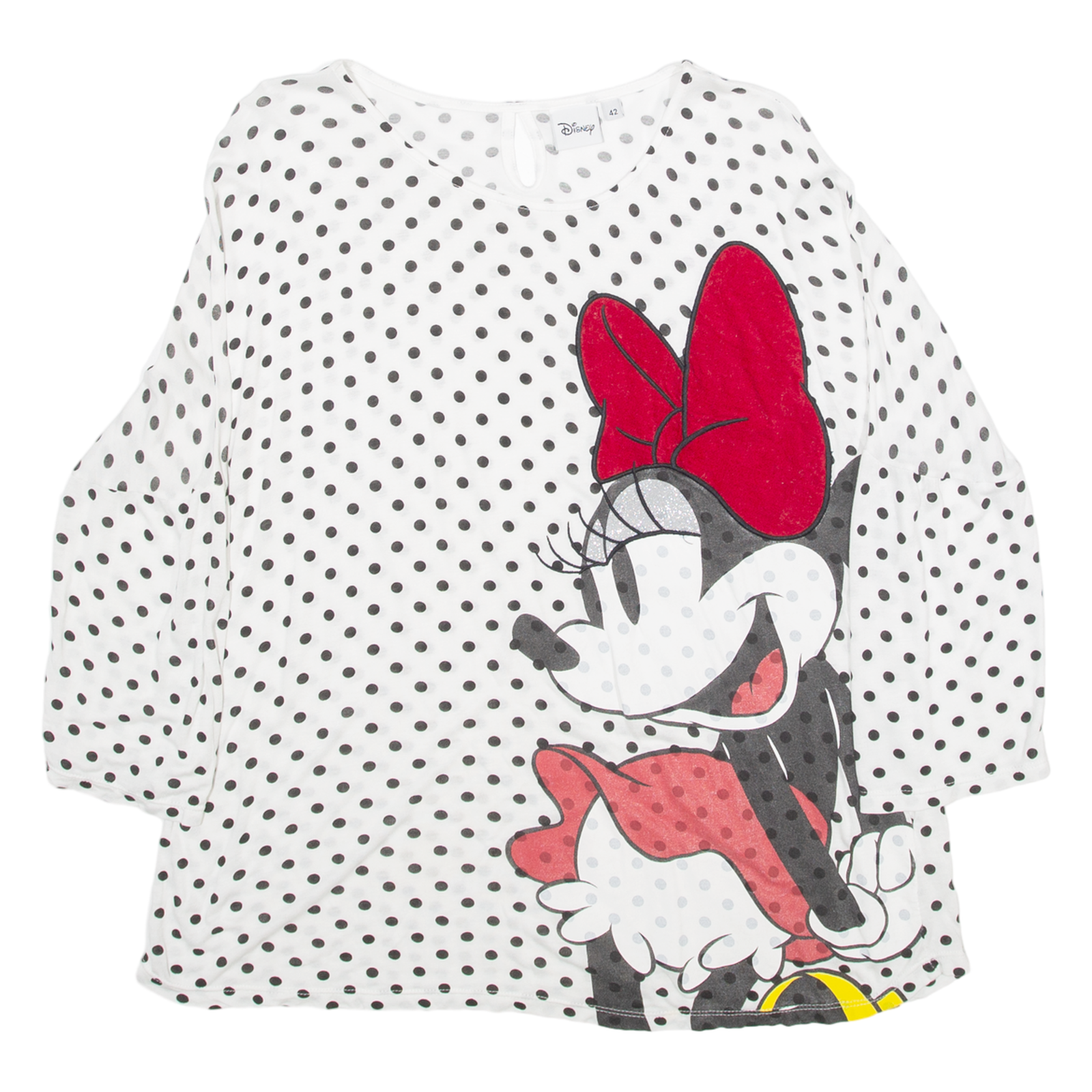 DISNEY Womens T-Shirt White 3/4 Sleeve M