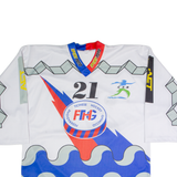 INTERHOCKEY Ticinese Hockey Mens Jersey White Long Sleeve USA V-Neck XL